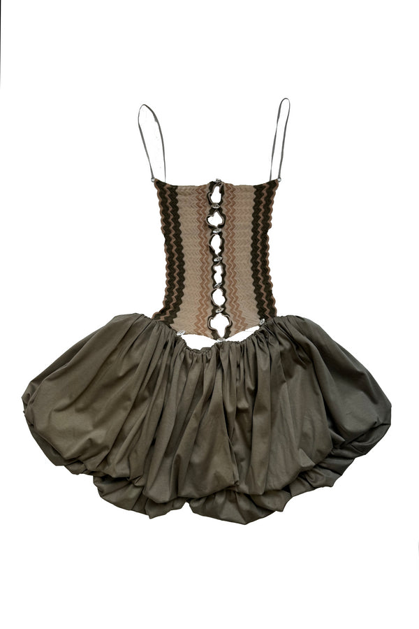 RUI built 25 spring and summer ripple stitching puffy dress RUI-RSS25CB04-SWC Sage